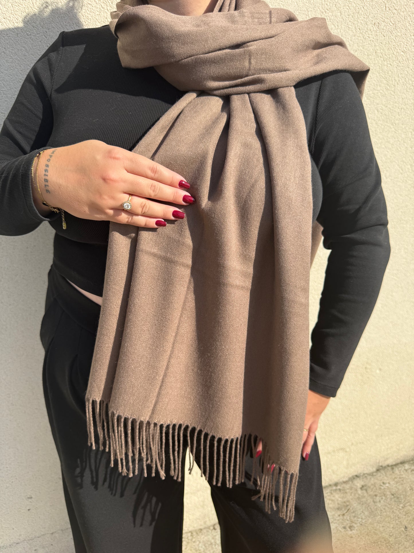 Écharpe cachemire marron