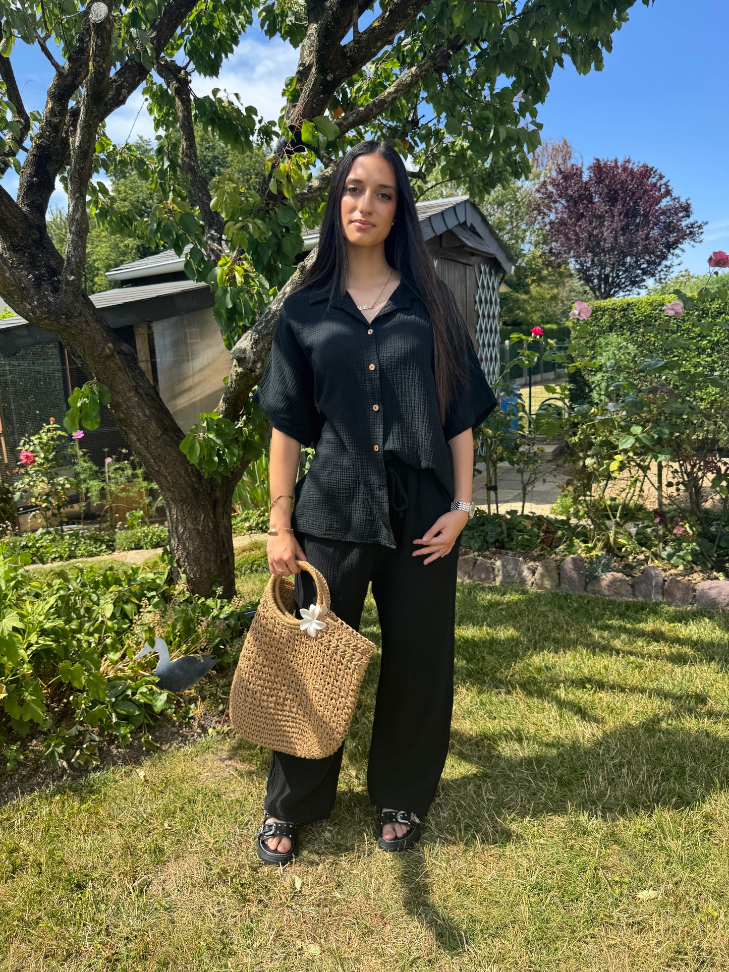 Chemise manches courtes noire