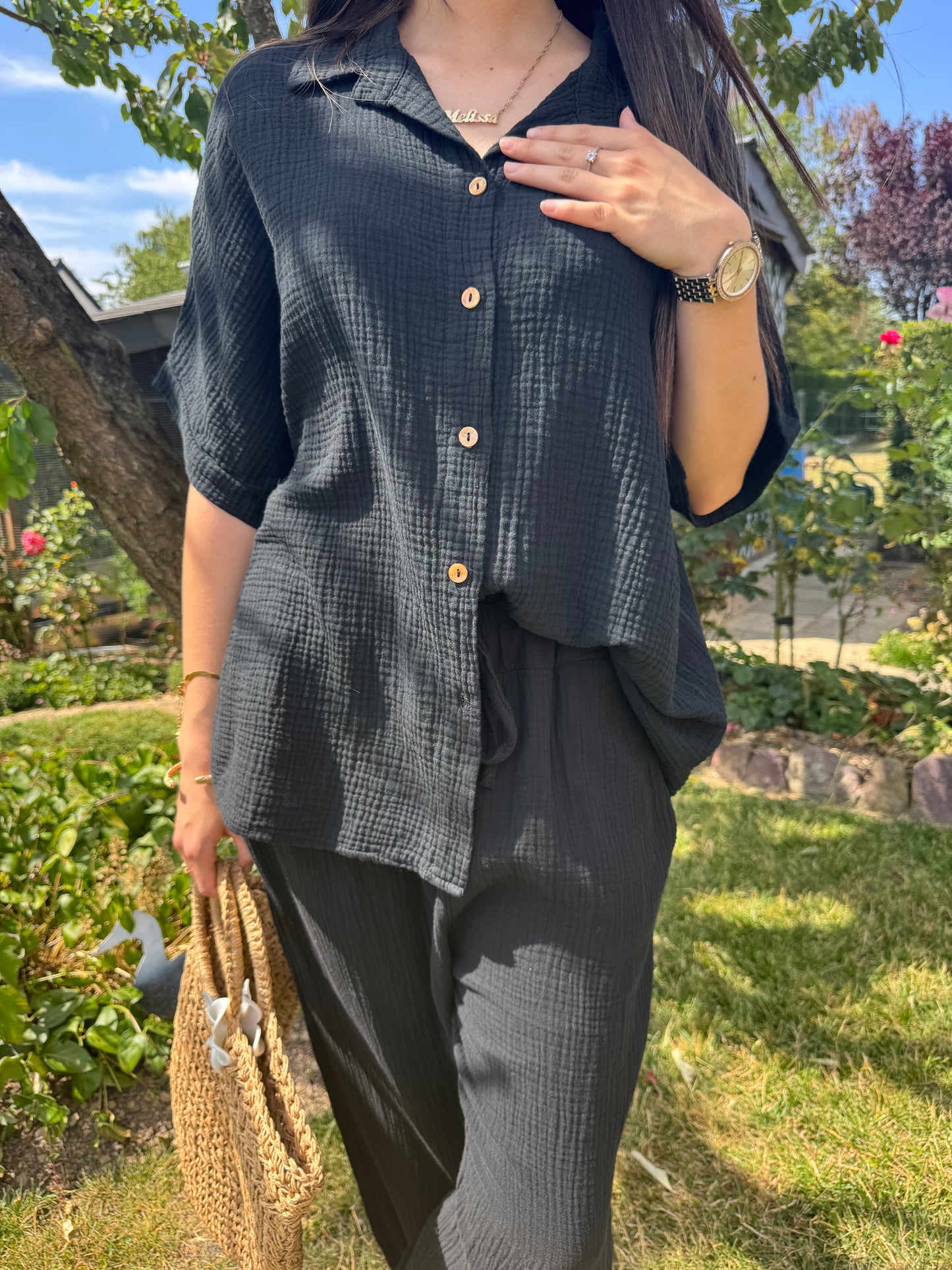 Chemise manches courtes noire