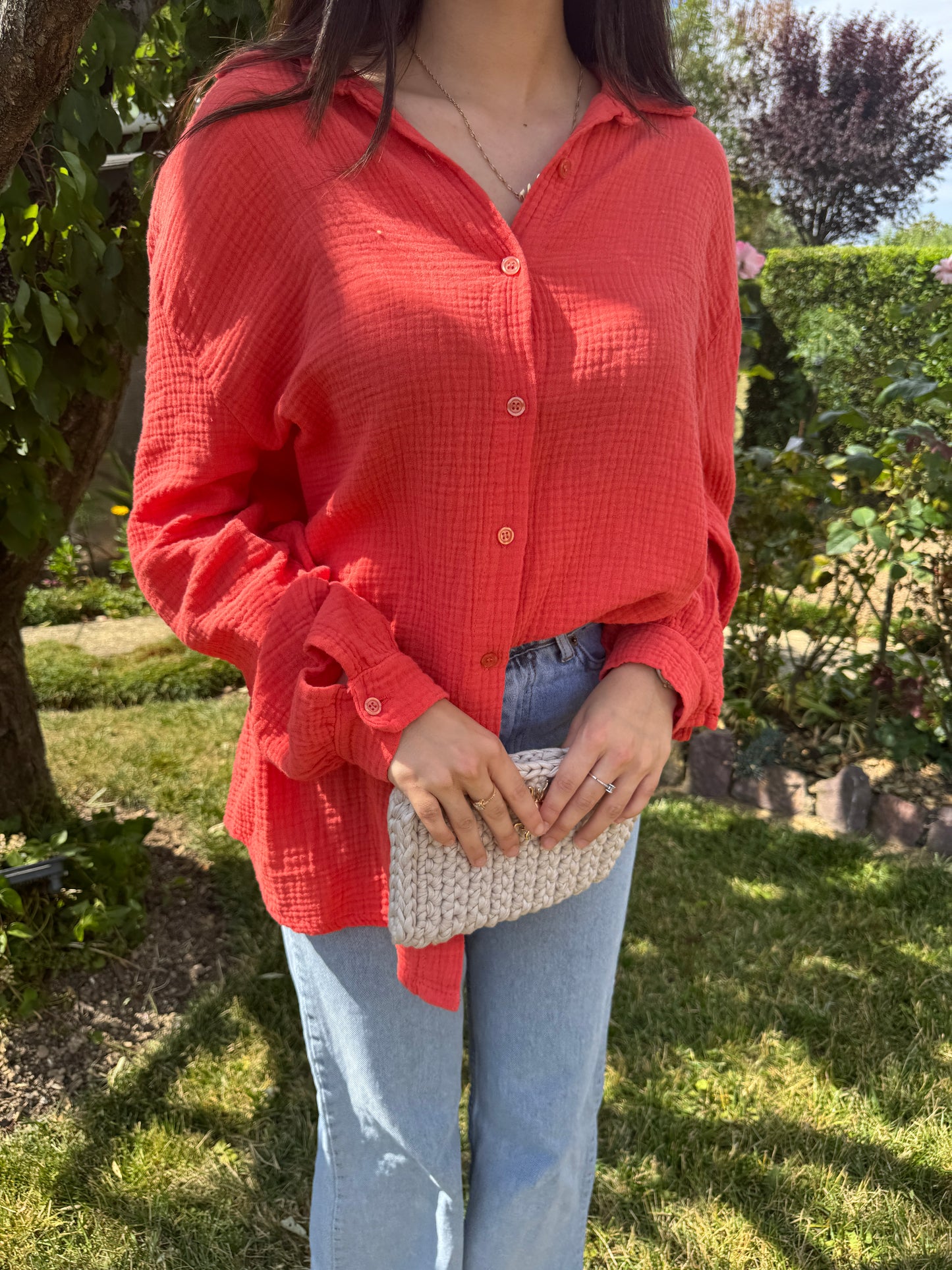 Chemise corail gaze coton