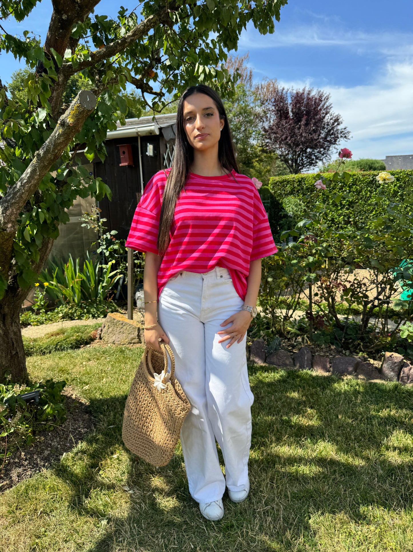 T-shirt fuchsia-rouge