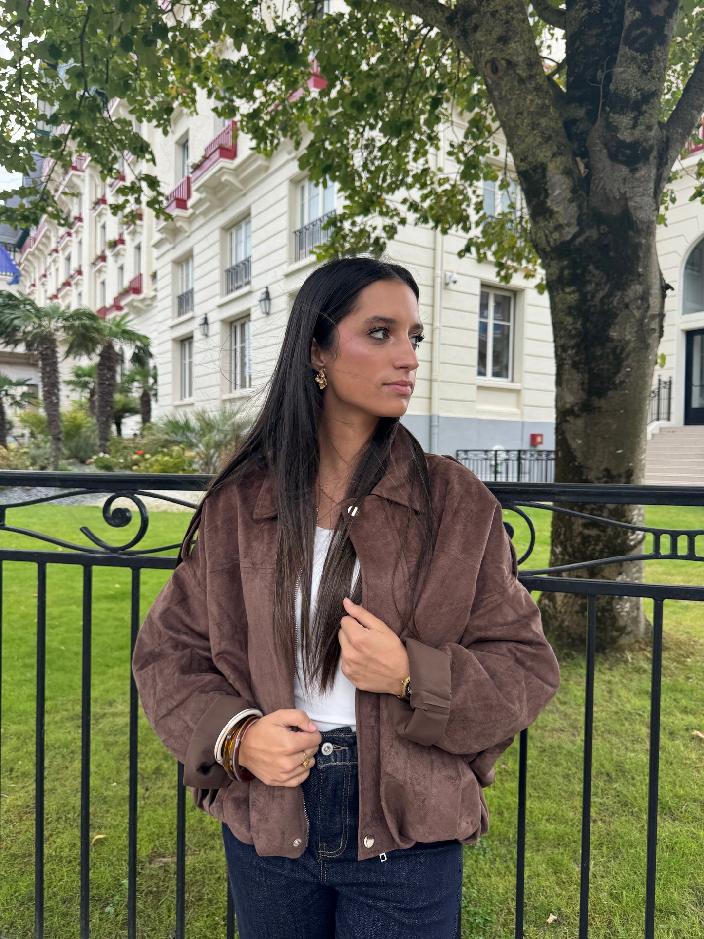 Veste suédine coffee