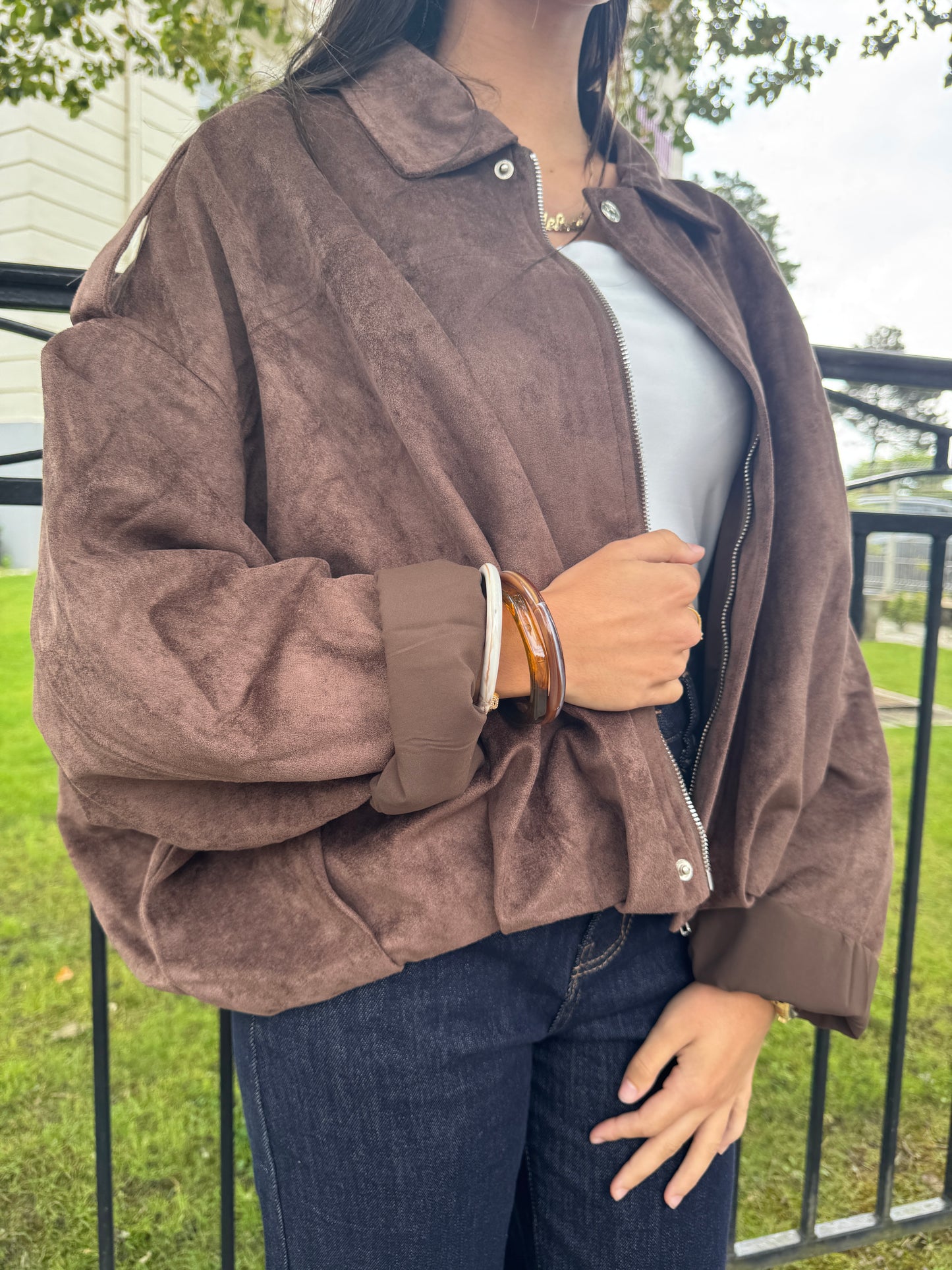 Veste suédine coffee