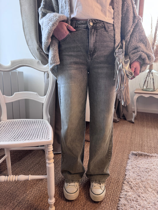 Jean wide leg gris