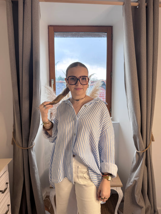 Chemise gaze de coton bleu