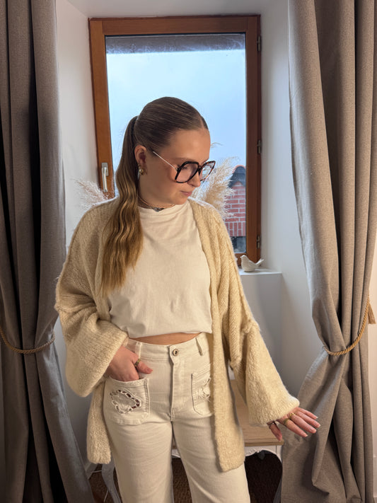 Gilet oversize écru