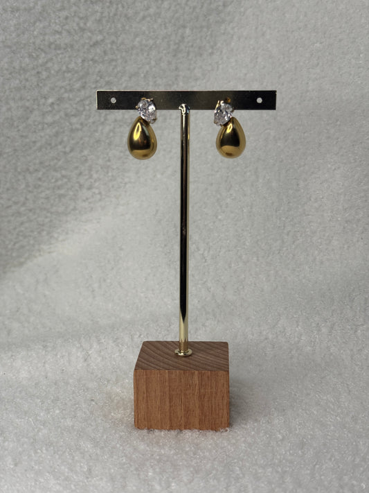 Boucles gouttes strass acier inoxydable