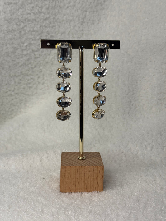 Boucles pendantes strass acier inoxydable