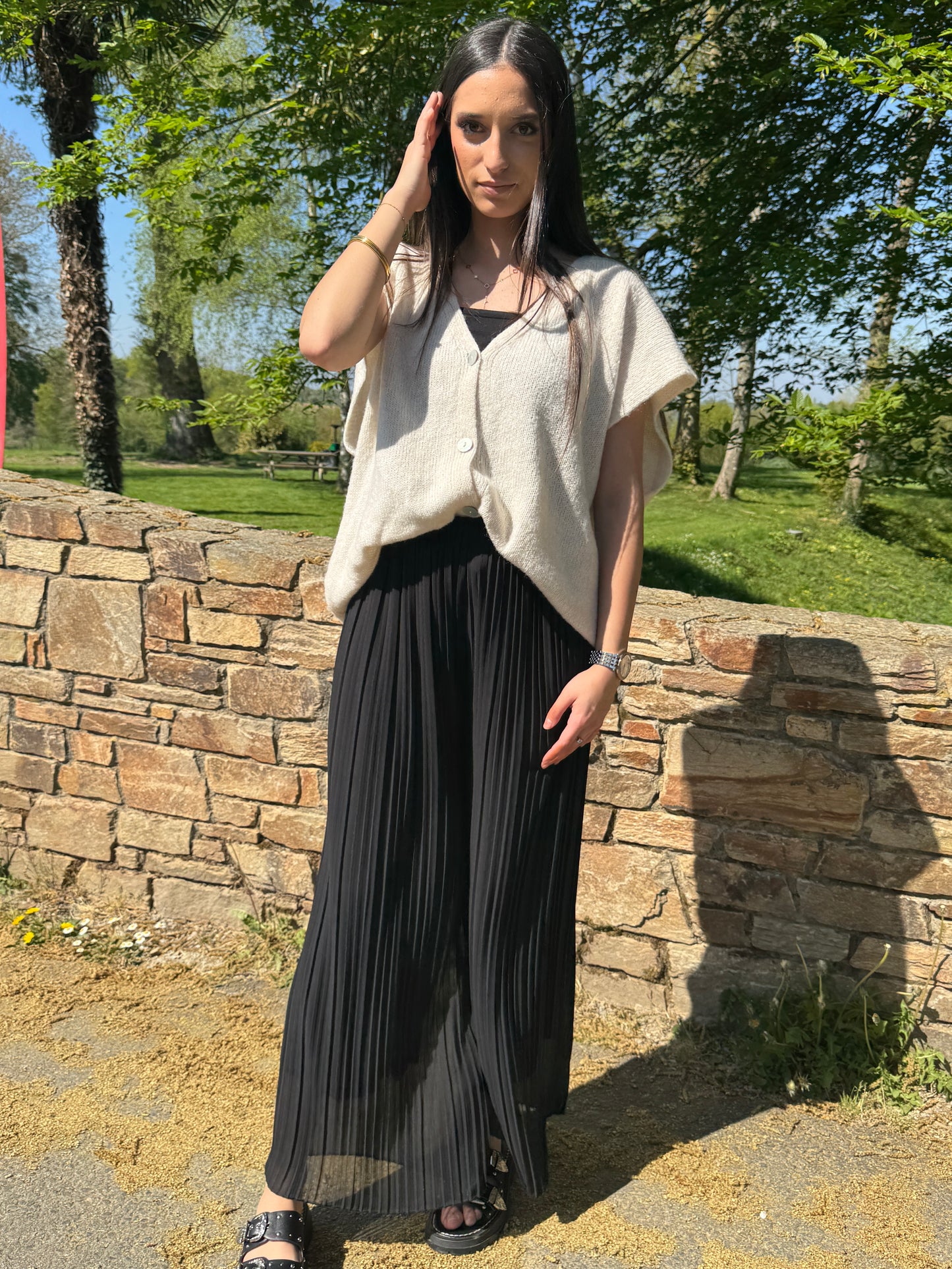 Gilet sans manches beige