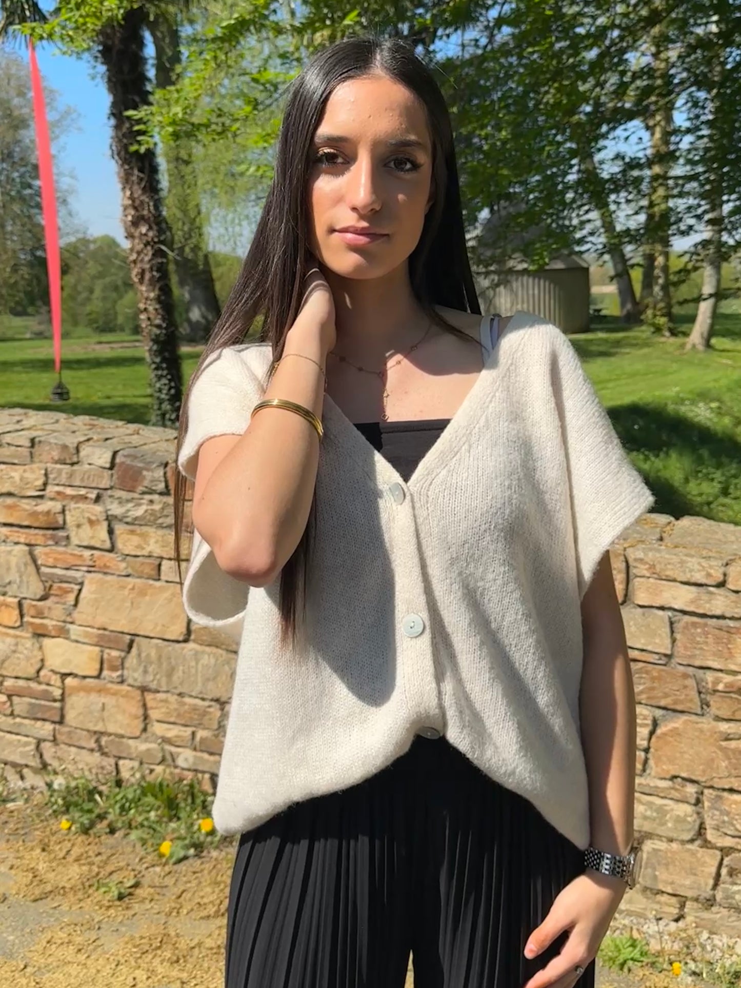 Gilet sans manches beige