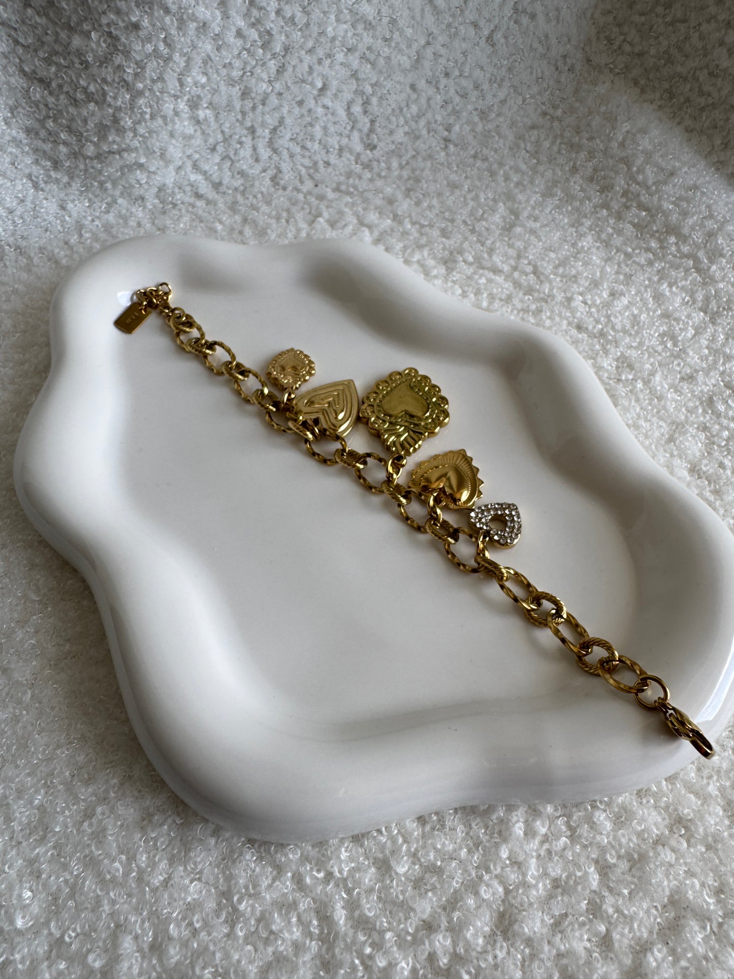 Bracelet charms coeurs acier inoxydable