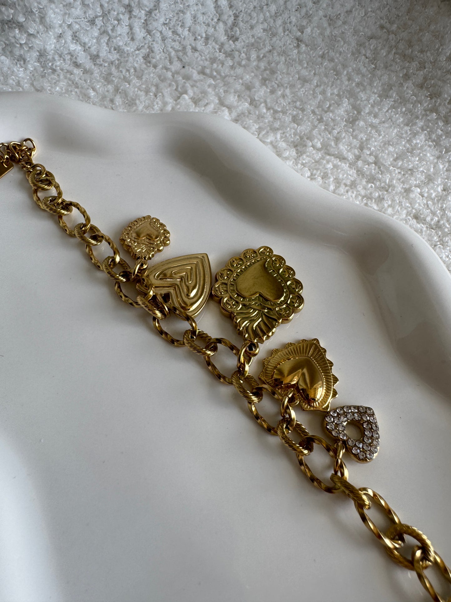 Bracelet charms coeurs acier inoxydable