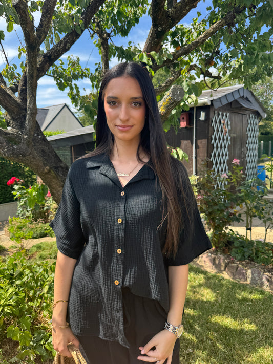 Chemise manches courtes noire