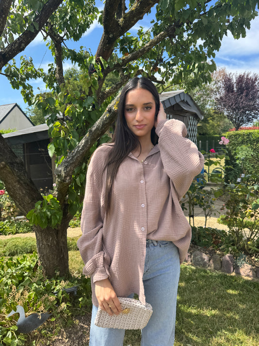 Chemise taupe gaze coton