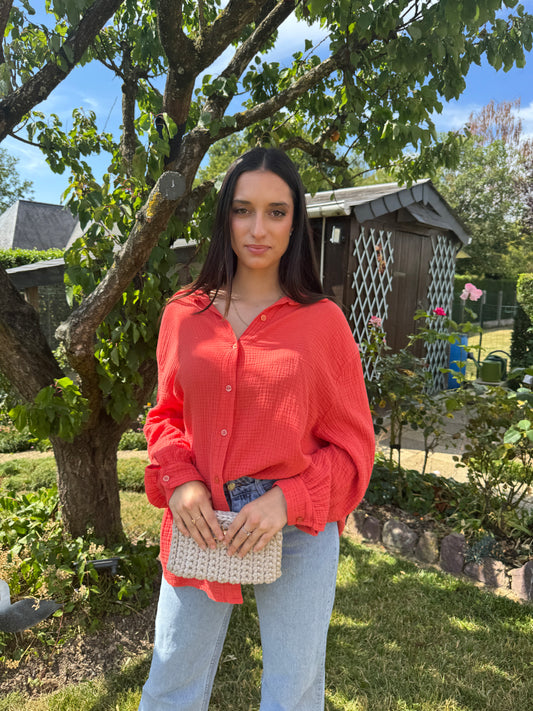 Chemise corail gaze coton