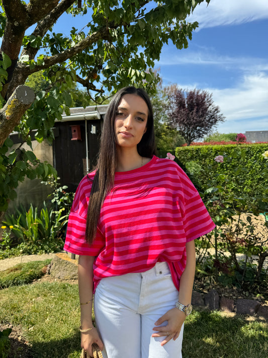 T-shirt fuchsia-rouge