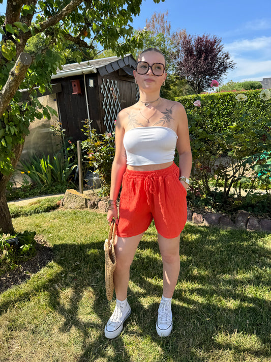 Short corail gaze coton