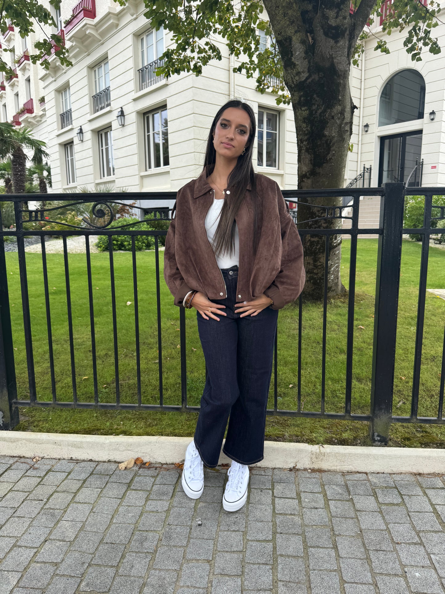 Veste suédine coffee