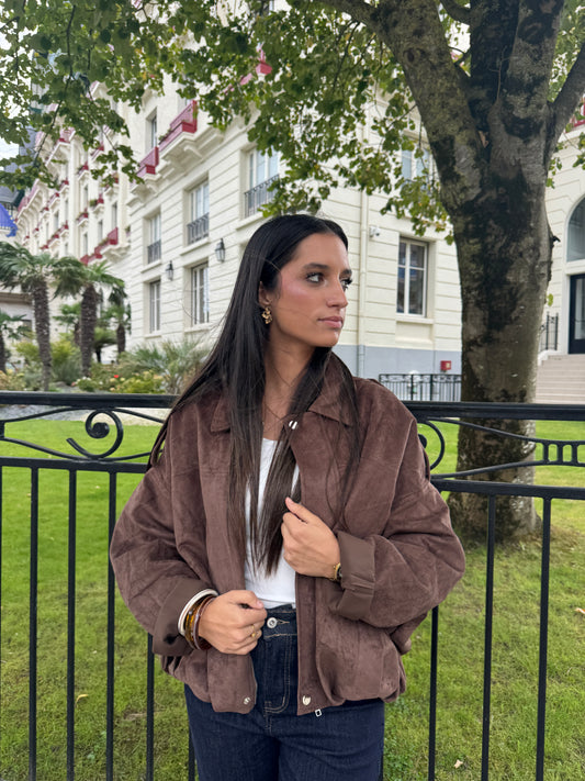 Veste suédine coffee