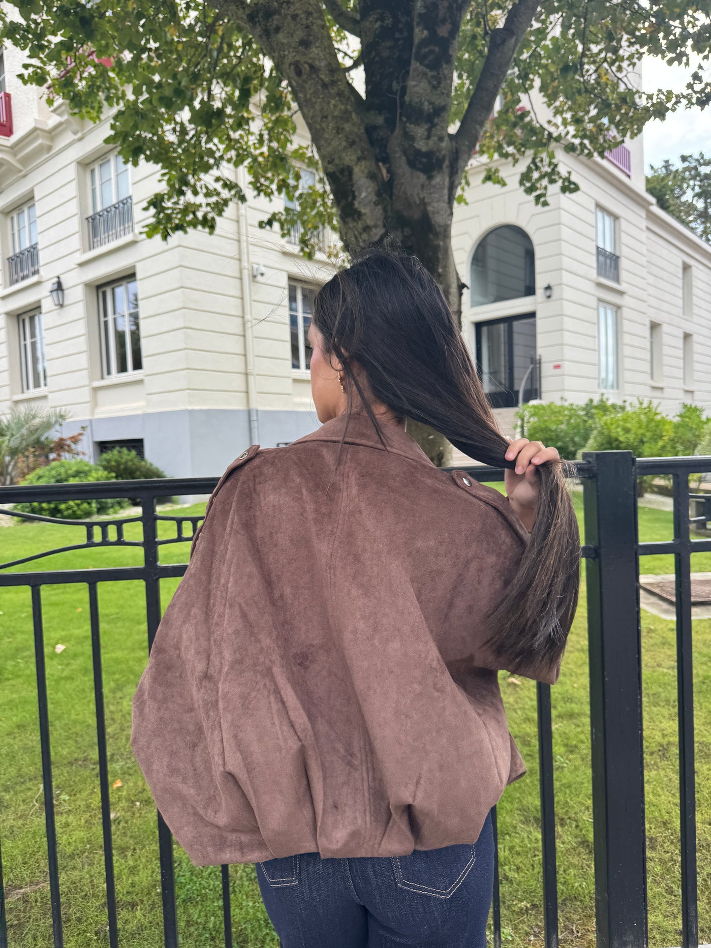 Veste suédine coffee