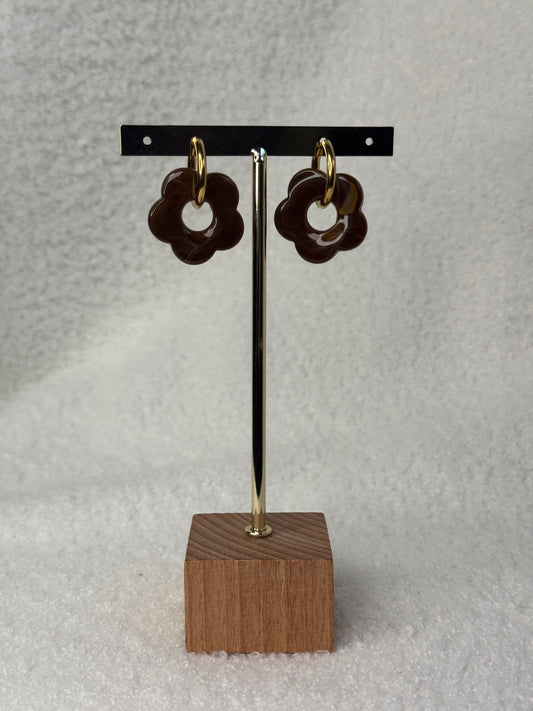 Boucles fleurs marron marbre